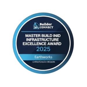 Earthworks Christchurch awards image showcasing achievement at the Master Build Infrastructure Excellence Award 2025 for outstanding earthworks and infrastructure projects