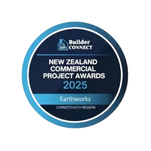 Earthworks Christchurch awards image highlighting recognition at the New Zealand Commercial Project Awards 2025 for excellence in commercial earthworks and construction