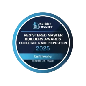 Earthworks Christchurch awards image showcasing recognition for Excellence in Site Preparation at the Registered Master Builders Awards 2025