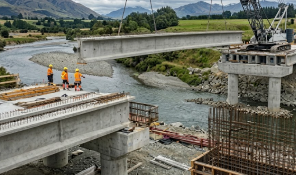Roading Contractors Christchurch constructing bridge and road infrastructure with professional earthworks